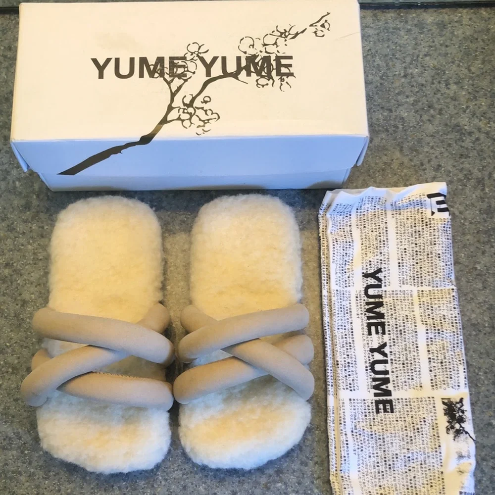 YUME YUME Rare Genuine Shearling Slides Made in Portugal - Picture 1 of 5